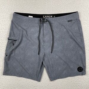 Laird Board Shorts Mens 38 Gray Swirl Pattern Stretch Cargo Pocket Swim Trunks